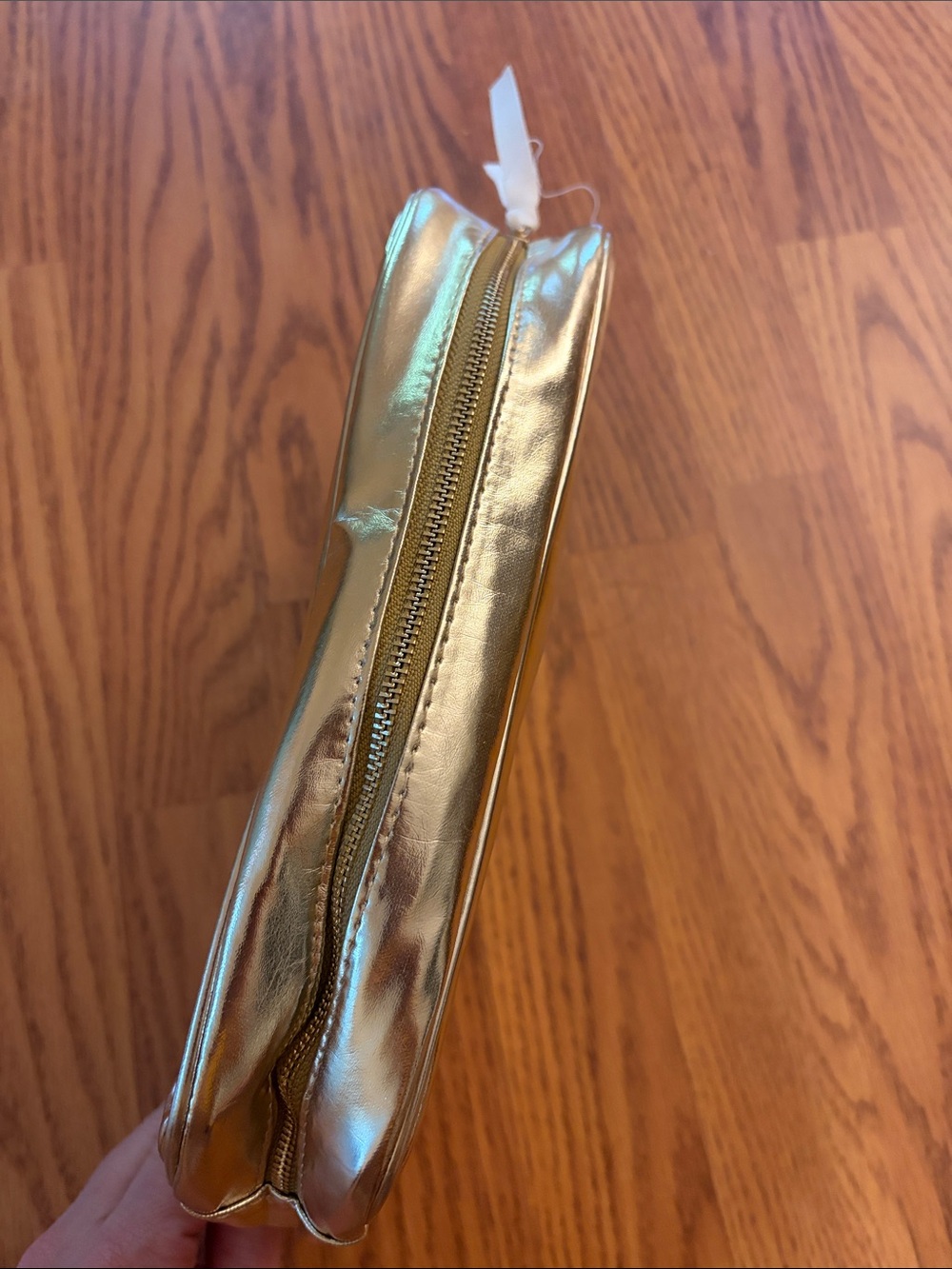 J. Crew two piece Shiny Metallic Gold Cosmetic Travel Pouch - Picture 2 of 5